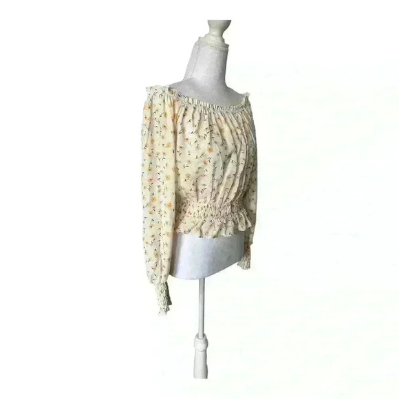 Helen Owens x Aqua NWT Off The Shoulder Smocked Cottagecore Blouse S - Picture 5 of 8
